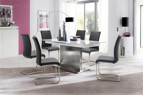Memory 6 Seater White Dining Table Set With Arco Dining Chairs
