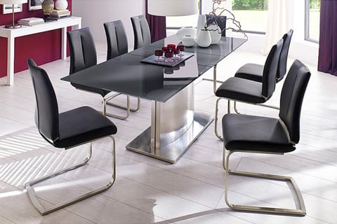 Ronja Dining Chair In Black With PU Leather Seat
