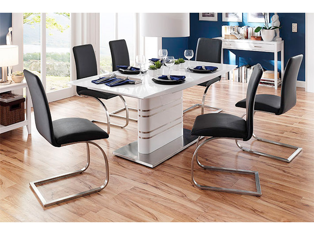 Maui Brown Pu Dining Chair With Silver Finish Legs