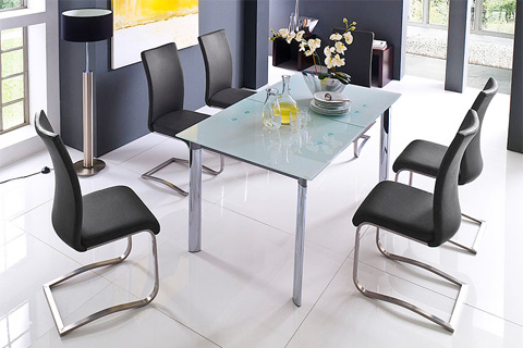 Room Set Dining Table And Chairs Plato Extendable Dining Table In Frosted White Glass