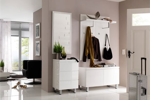 Sydney Wide Wall Mounted Hallway Storage In High Gloss White