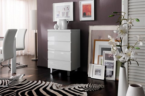 Sydney Chest Of Drawers in High Gloss White With 4 Drawers
