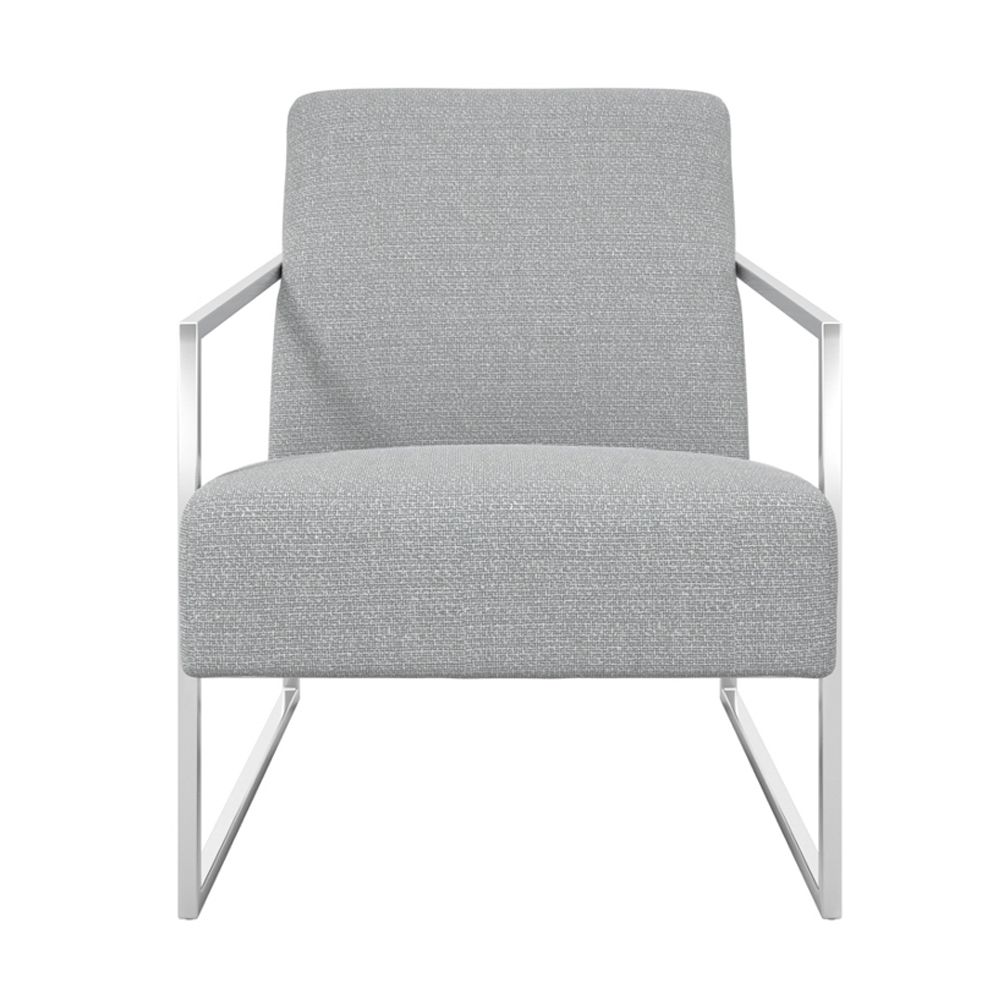 Rootstown Fabric Bedroom Chair With Silver Frame In Dove Grey