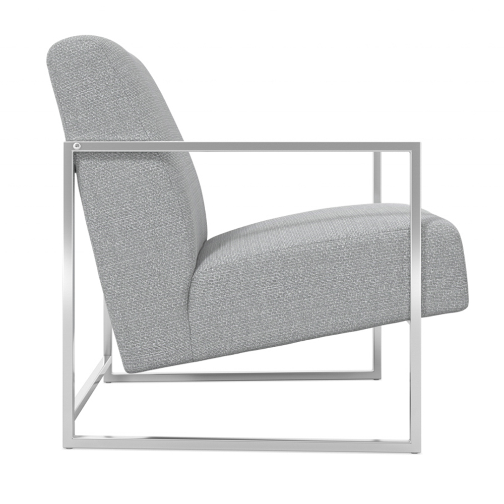 Rootstown Fabric Bedroom Chair With Silver Frame In Dove Grey