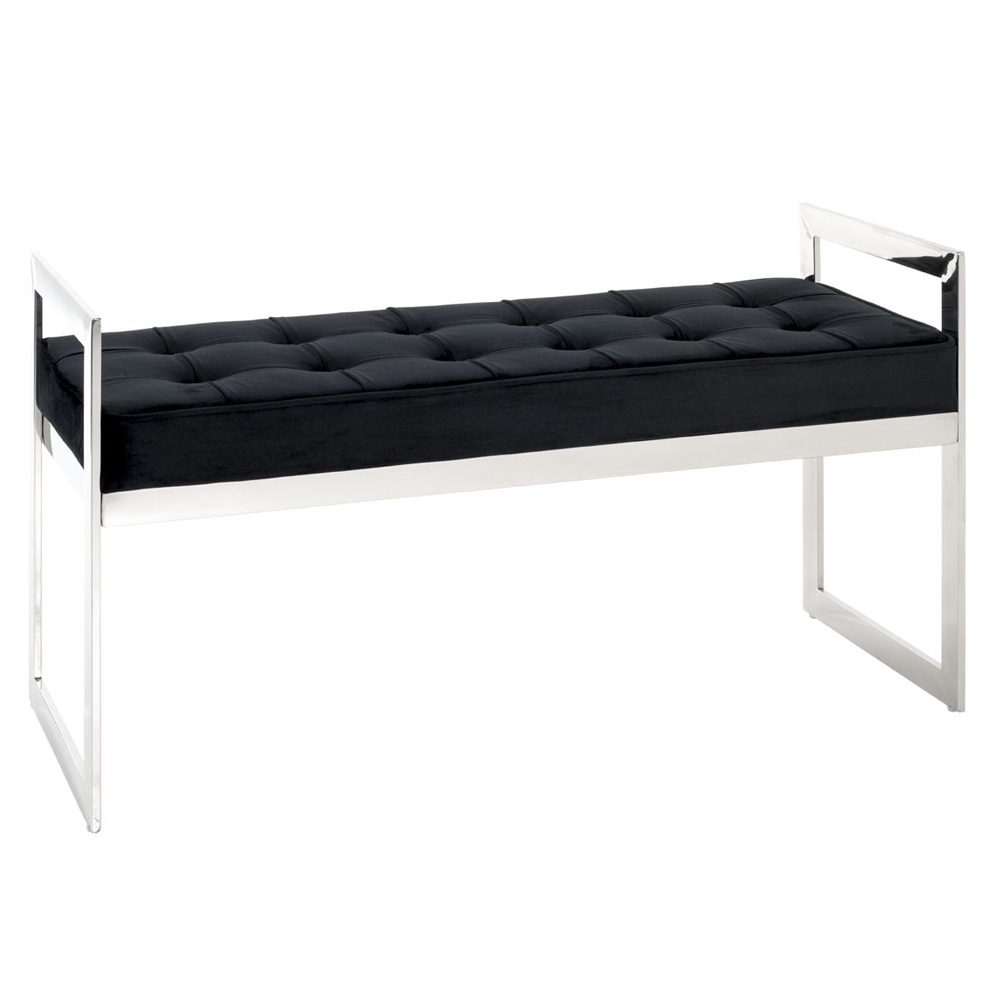 Reno Black Textile Fabric Hallway Bench With Stainless Steel Frame