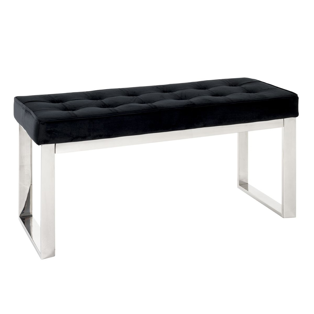 Reno Black Textile Fabric Hallway Bench With Stainless Steel Legs