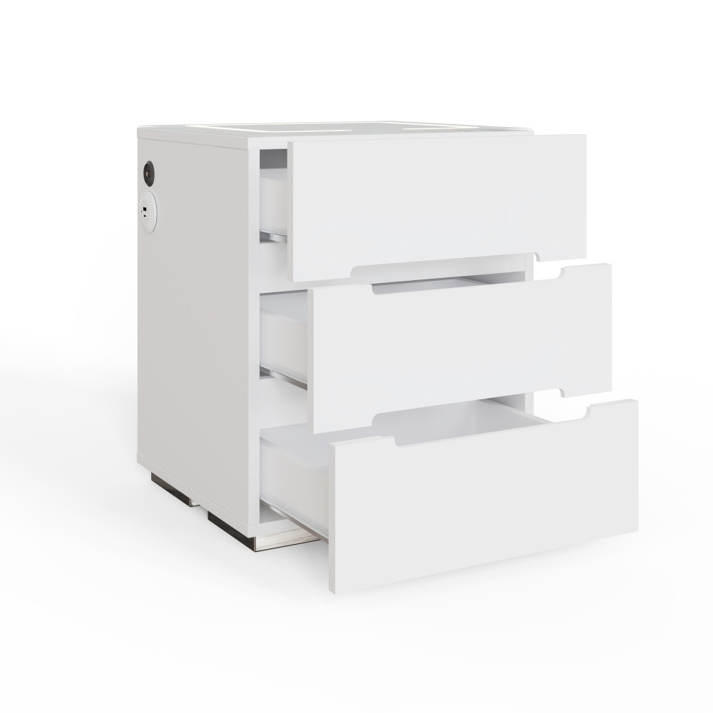 Rormis Wooden Bedside Cabinet in White and LED