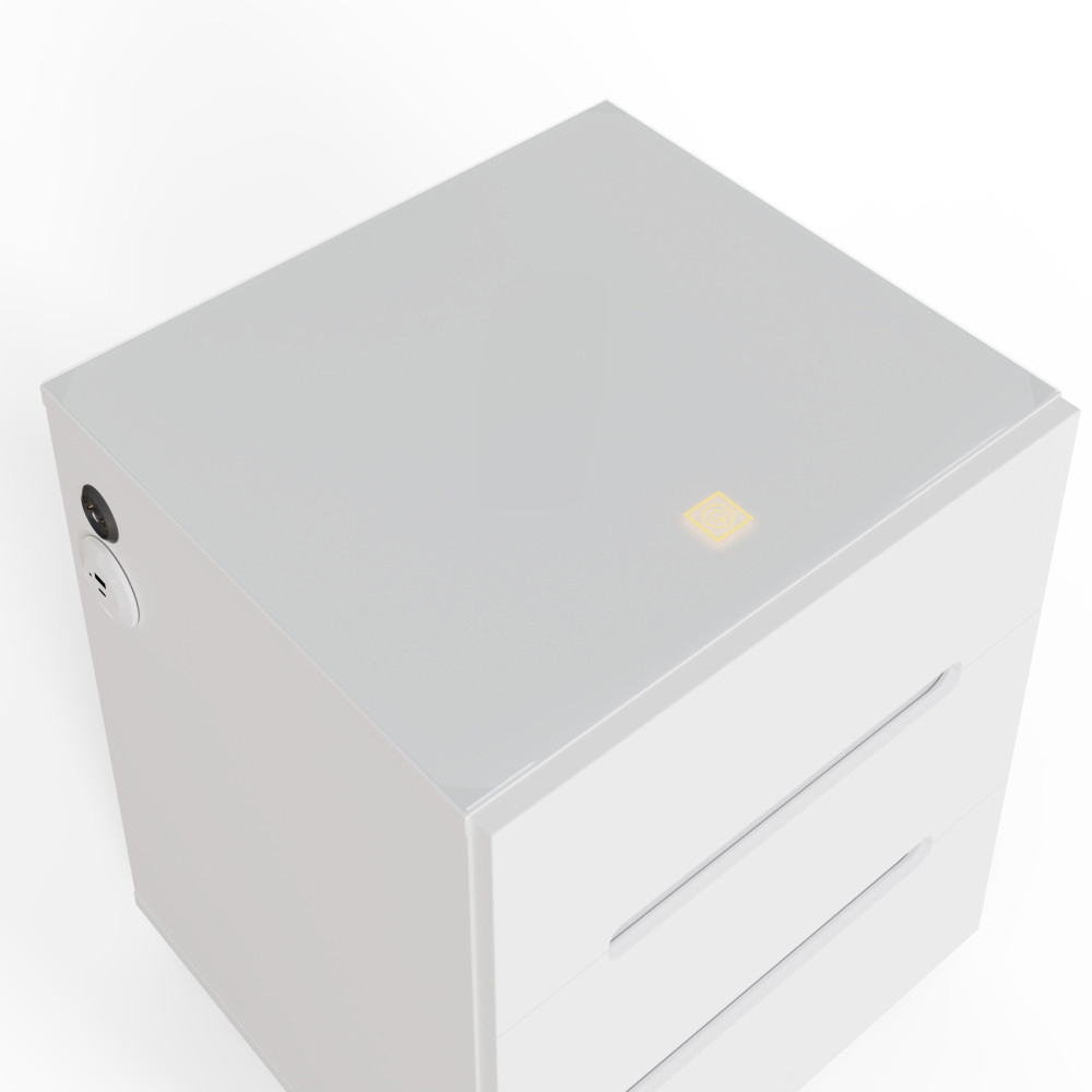 Rormis Wooden Bedside Cabinet in White and LED