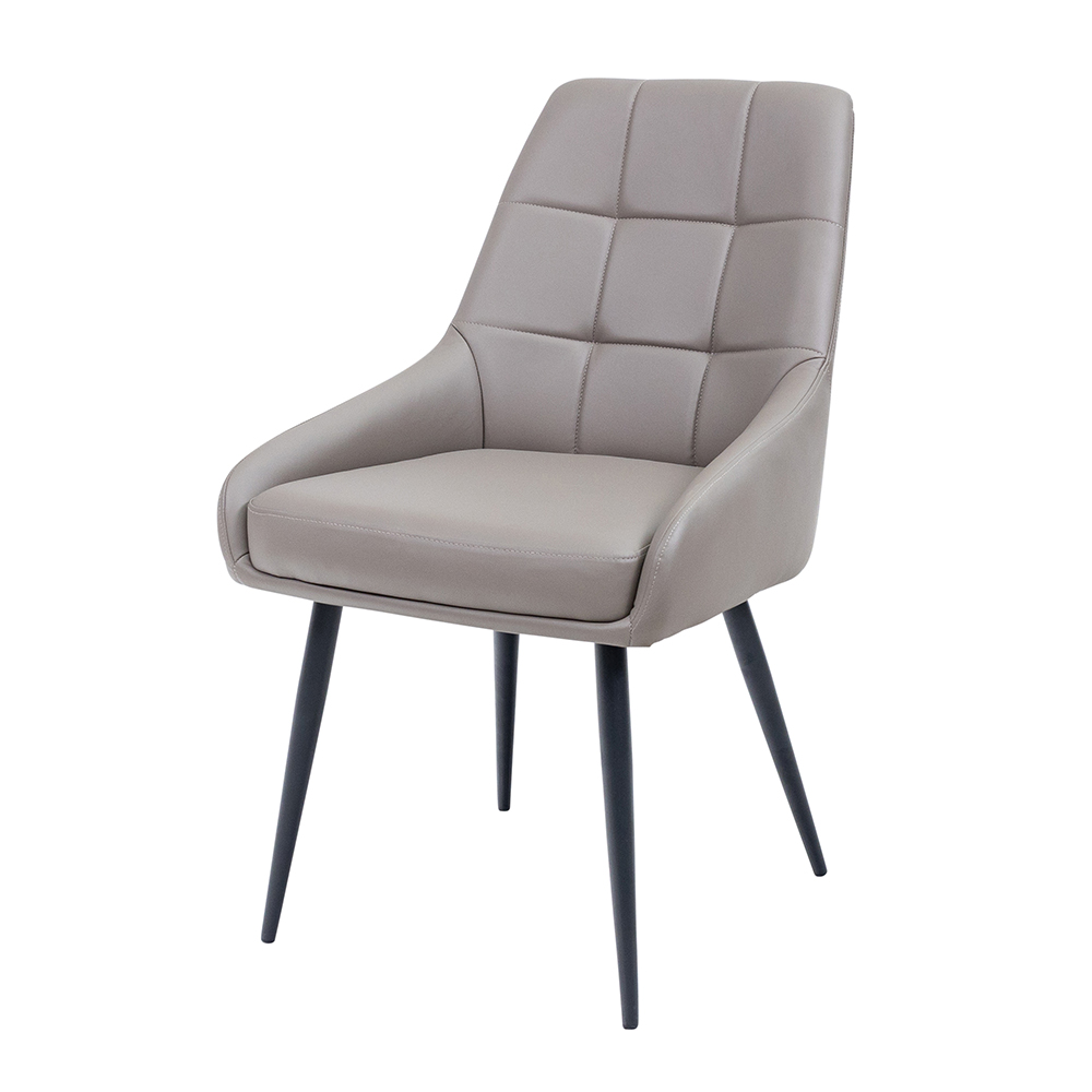 Rosalia Taupe Faux Leather Dining Chairs with Black Metal Legs in Pair
