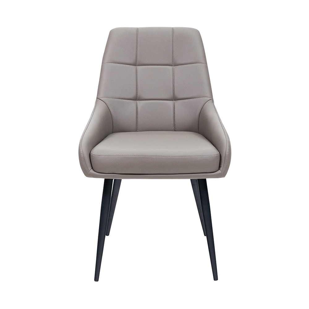 Rosalia Taupe Faux Leather Dining Chairs with Black Metal Legs in Pair