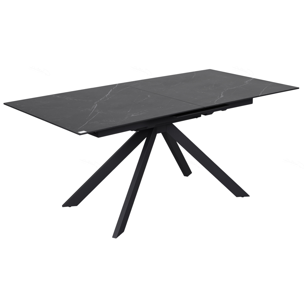 Rosario Ceramic Marble Extending Dining Table In Matt Black