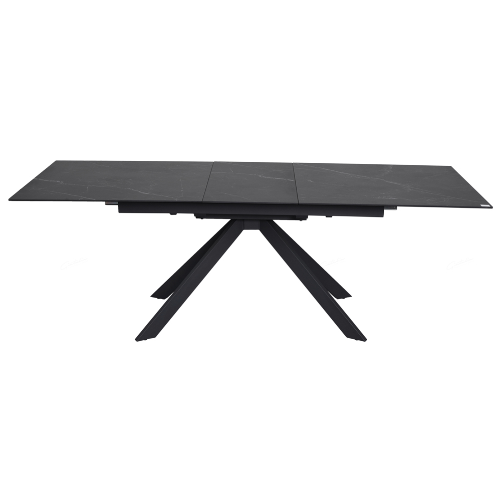 Rosario Ceramic Marble Extending Dining Table In Matt Black