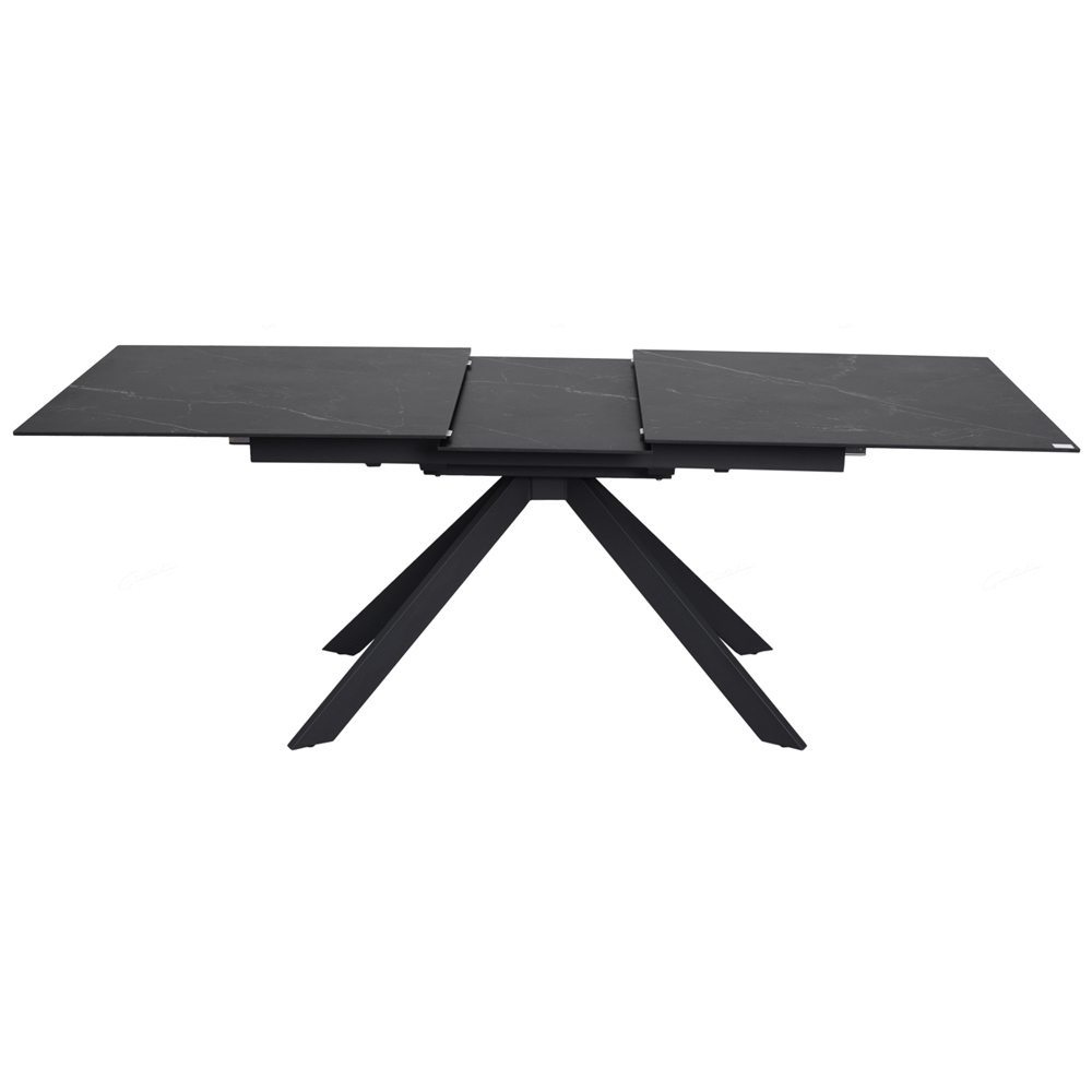 Rosario Ceramic Marble Extending Dining Table In Matt Black