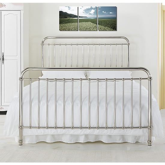 Rose Classic Metal King Size Bed In Chrome_2