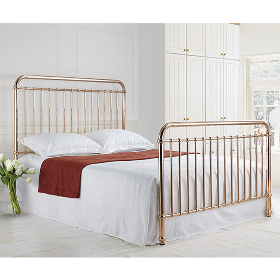 Read more about Rose classic metal king size bed in rose gold