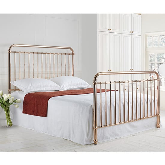 Rose Classic Metal Single Bed In Rose Gold