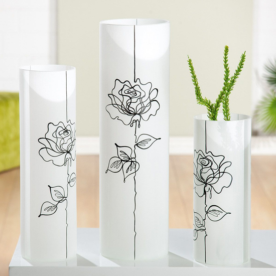 Rose Glass Large Decorative Vase In White_3