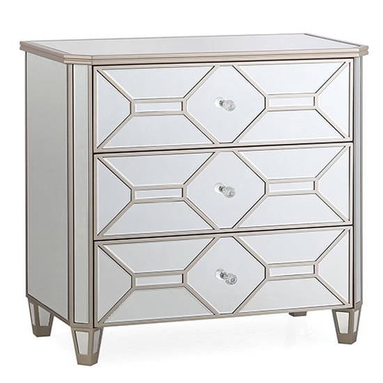 Rose Mirrored Chest Of 3 Drawers In Silver
