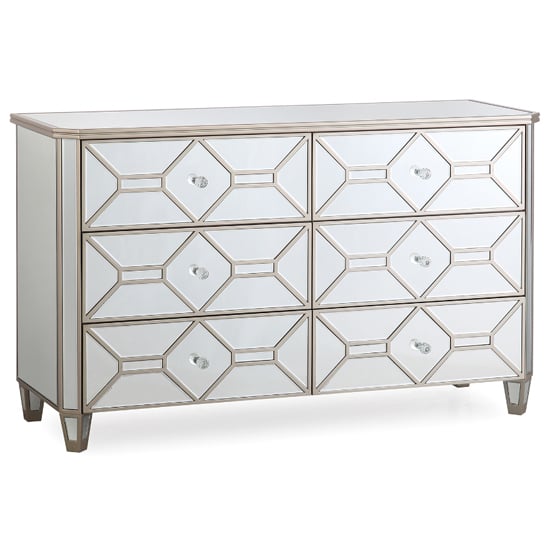 Read more about Rose mirrored chest of 6 drawers in silver