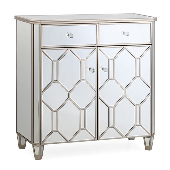 Rose Mirrored Sideboard With 2 Doors And 2 Drawers In Silver