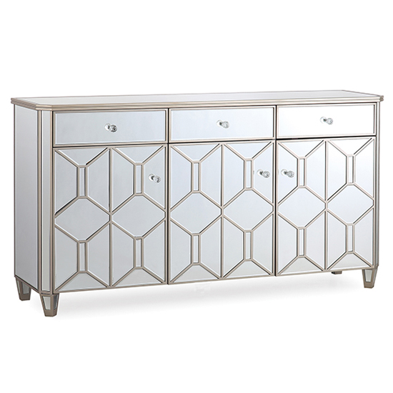 Product photograph of Rose Mirrored Sideboard With 3 Doors And 3 Drawers In Silver from Furniture in Fashion