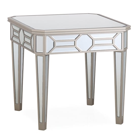 Rose Square Mirrored Lamp Table In Silver