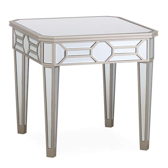 Product photograph of Rose Square Mirrored Lamp Table In Silver from Furniture in Fashion