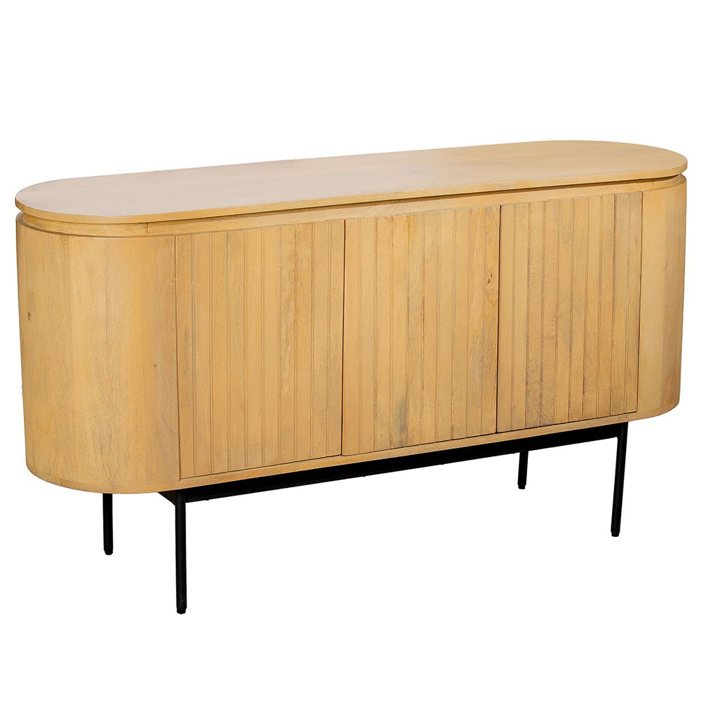 Roseau Wooden Sideboard With 3 Doors In Natural