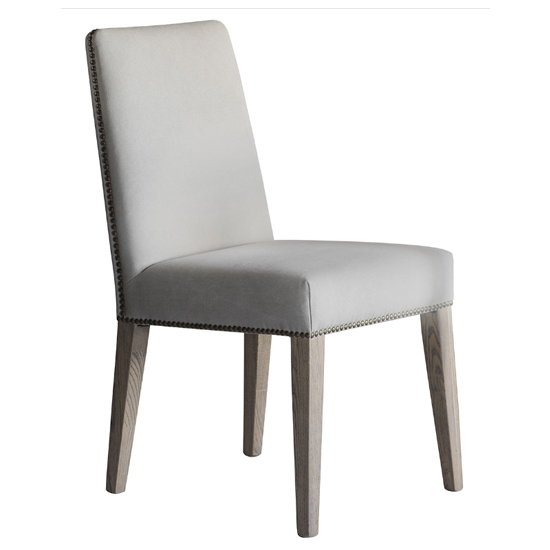 Roselle Cement Linen Fabric Dining Chairs In Pair