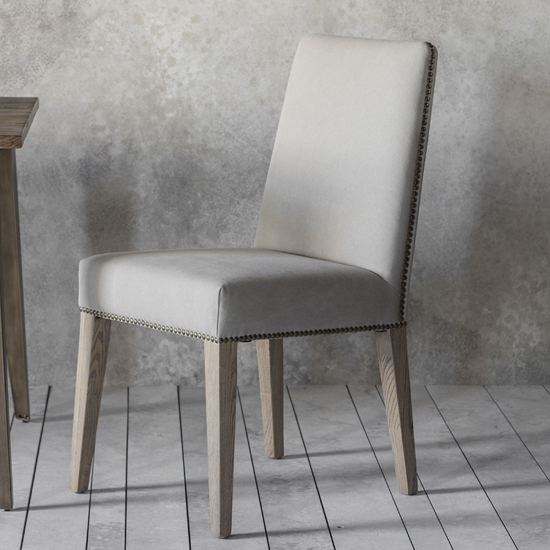 Roselle Cement Linen Fabric Dining Chairs In Pair