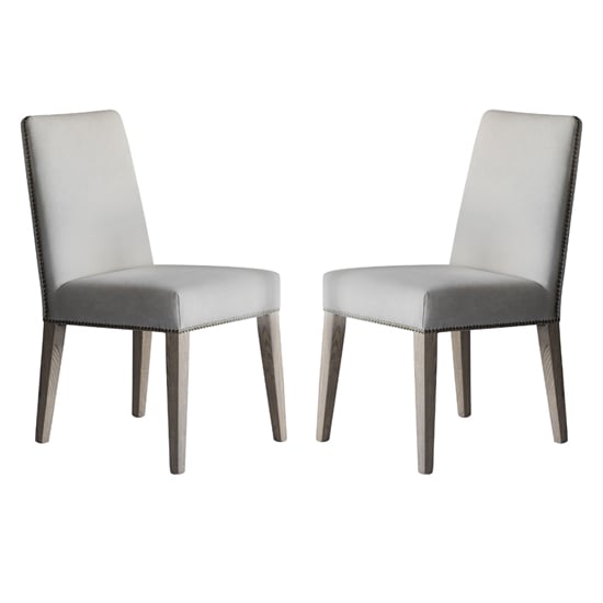 Roselle Cement Linen Fabric Dining Chairs In Pair