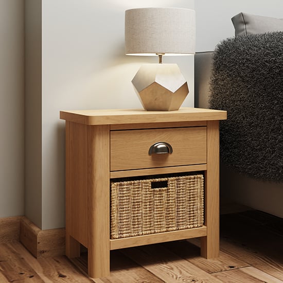 Read more about Rosemont wooden 1 basket unit lamp table in rustic oak