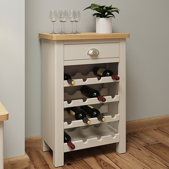 Product photograph of Rosemont Wooden 1 Drawer Wine Cabinet In Dove Grey from Furniture in Fashion