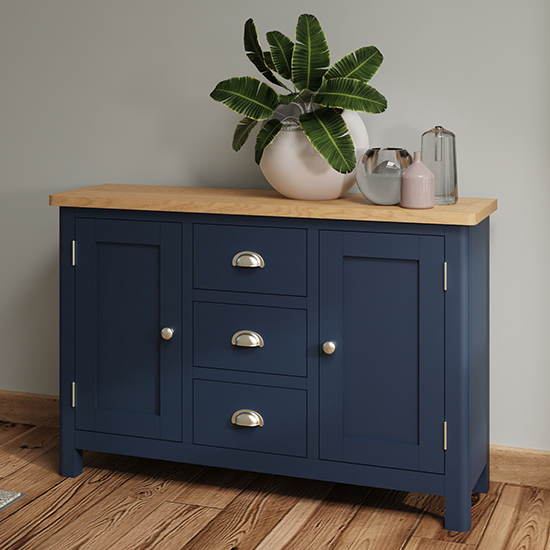 Rosemont Wooden 2 Doors 3 Drawers Sideboard In Dark Blue Furniture in Fashion