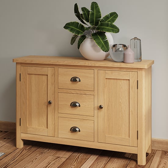 Product photograph of Rosemont Wooden 2 Doors 3 Drawers Sideboard In Rustic Oak from Furniture in Fashion