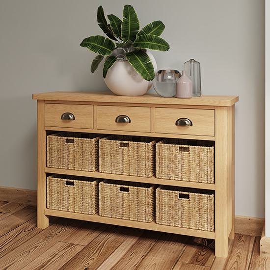 Photo of Rosemont wooden 6 basket units sideboard in rustic oak