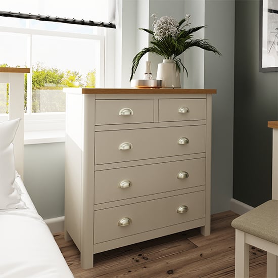 Rosemont Wooden Chest Of 5 Drawers In Dove Grey