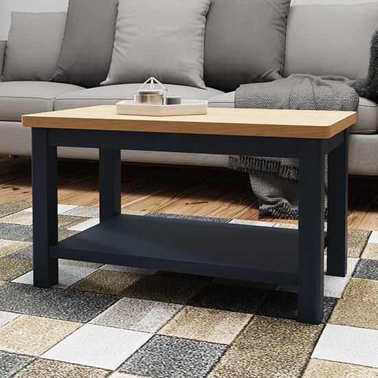 Rosemont Wooden Coffee Table In Dark Blue Furniture in Fashion