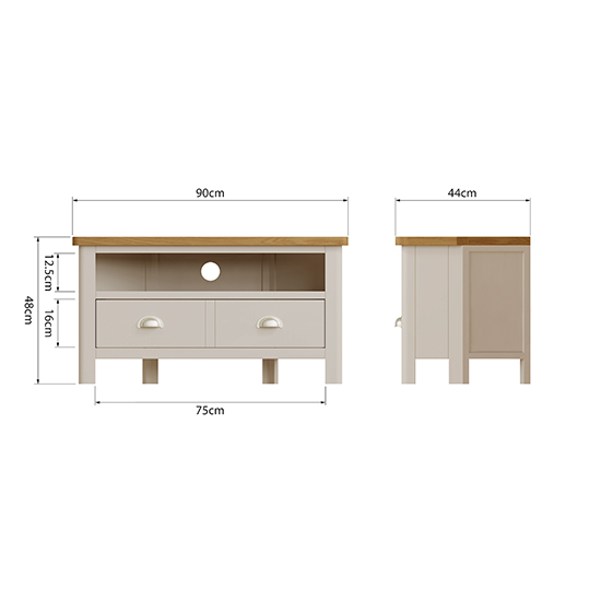 Rosemont Wooden Corner TV Stand In Dove Grey_7