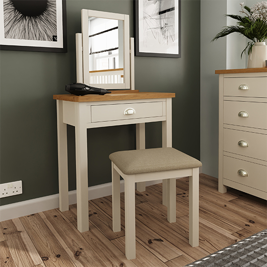 Rosemont Wooden Dressing Table With Stool In Dove Grey
