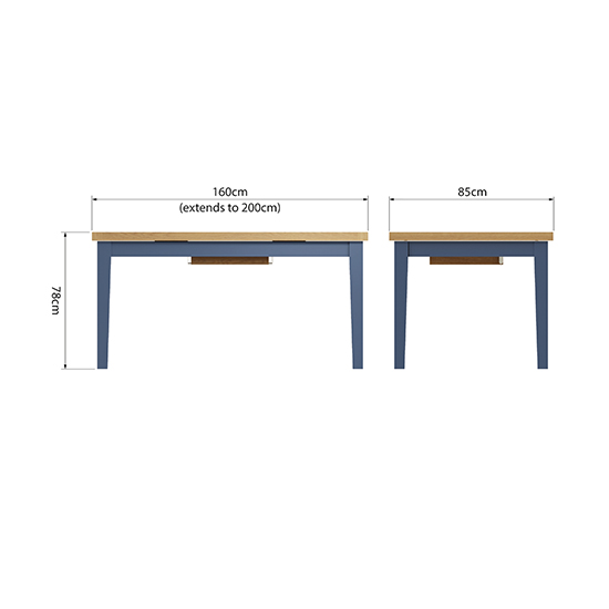 Rosemont Extending 160cm Wooden Dining Table In Dark Blue_5