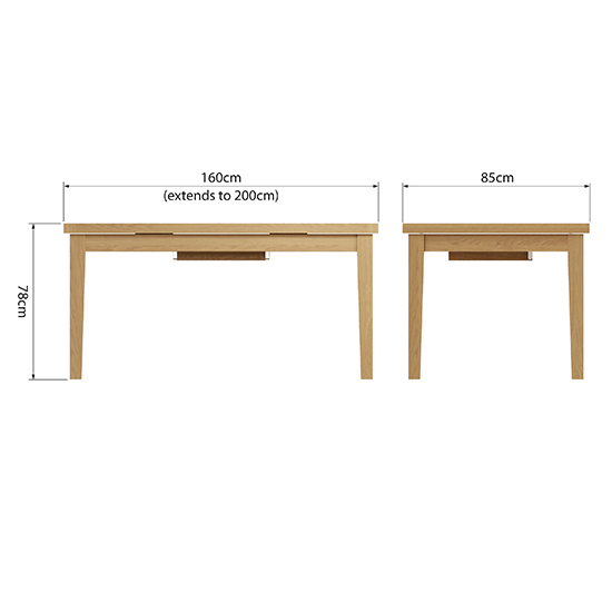 Rosemont Extending 160cm Wooden Dining Table In Rustic Oak_4