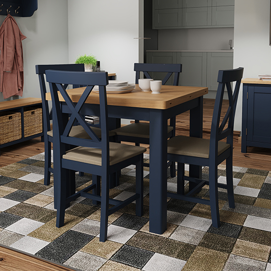 Rosemont Extending Dining Table In Dark Blue With 6 Chairs | Furniture ...