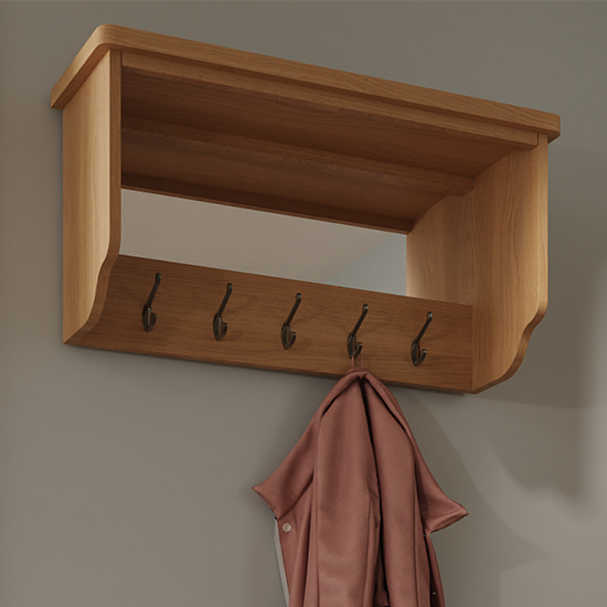 Rosemont Wooden Hallway Coat Rack In Rustic Oak Furniture in Fashion