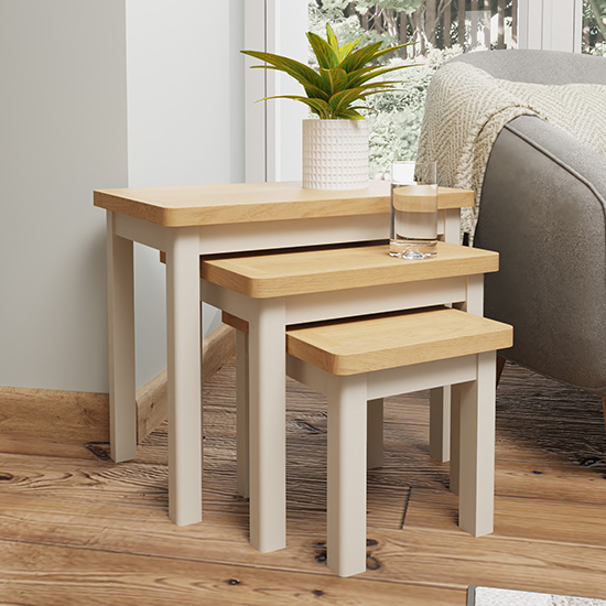 Rosemont Wooden Nest Of 3 Tables In Dove Grey Furniture in Fashion