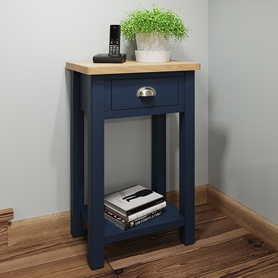 Product photograph of Rosemont Wooden Side Table In Dark Blue from Furniture in Fashion