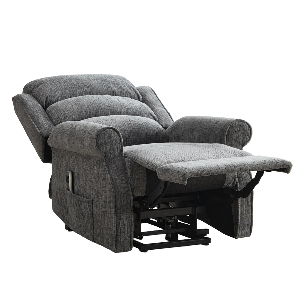 Rosenberg Fabric Dual Motor Lift Tilt Recliner Chair in Anthracite