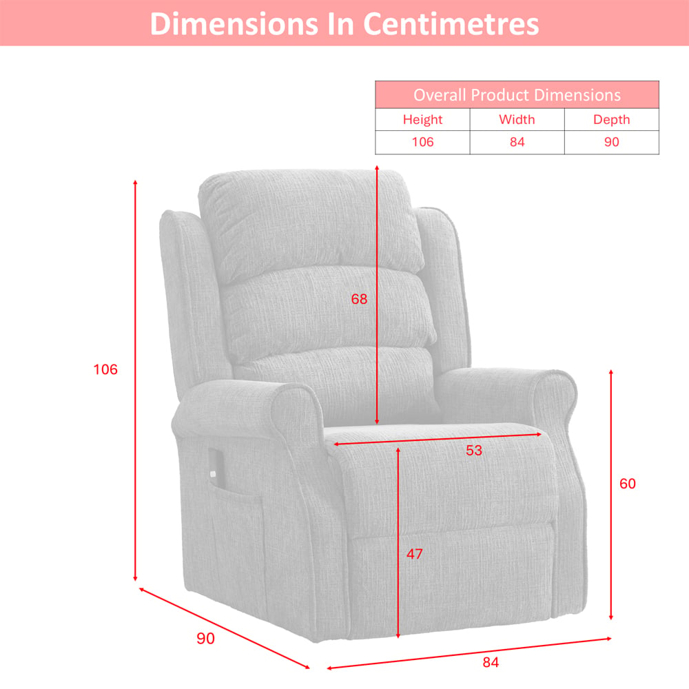 Rosenberg Fabric Dual Motor Lift Tilt Recliner Chair in Anthracite