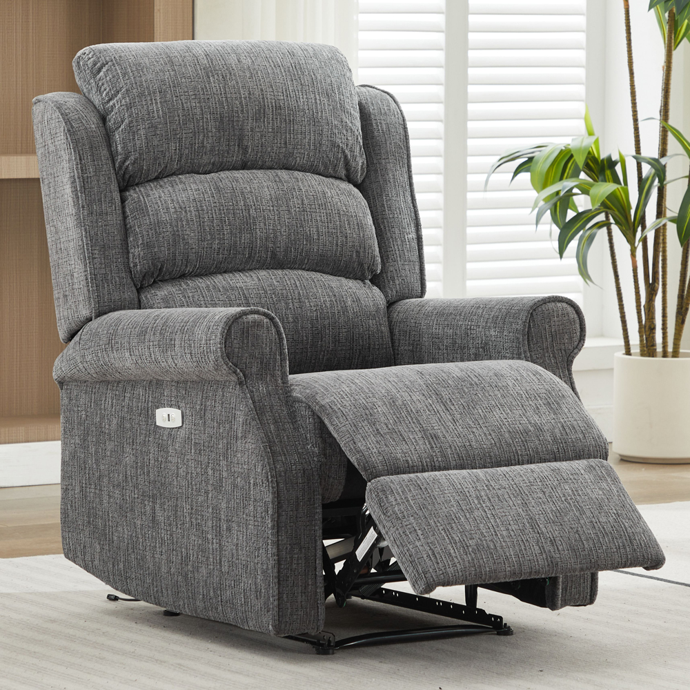 Rosenberg Fabric Electric Recliner 1 Seater Sofa - Anthracite