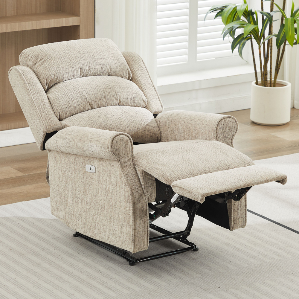 Rosenberg Fabric Electric Recliner 1 Seater Sofa - Rabbit